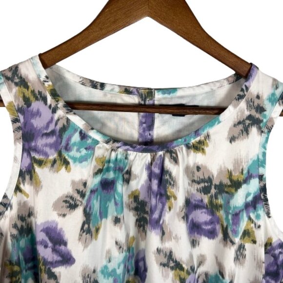 Lands' End Womens Cotton Sleeveless Watercolor Floral Dress Sz 12 Summer Pockets - Picture 7 of 14